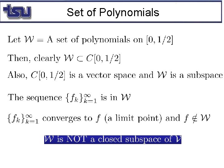 Set of Polynomials 