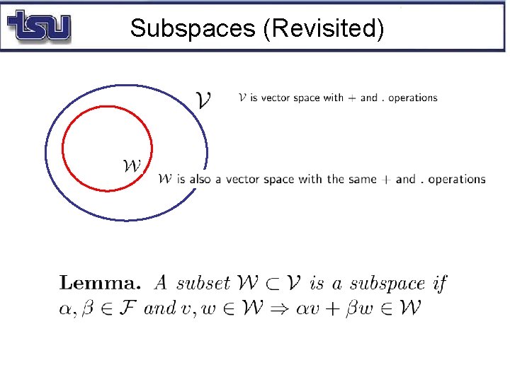 Subspaces (Revisited) 
