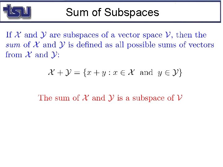 Sum of Subspaces 