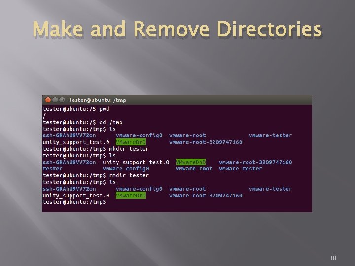 Make and Remove Directories 81 