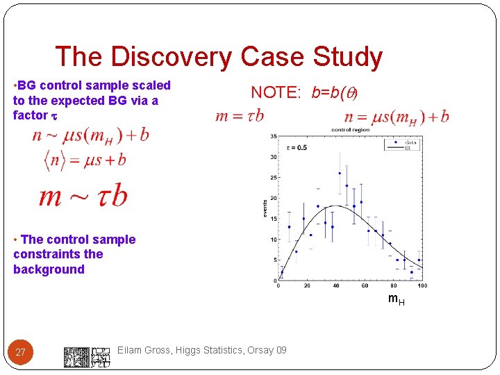 The Discovery Case Study • BG control sample scaled to the expected BG via