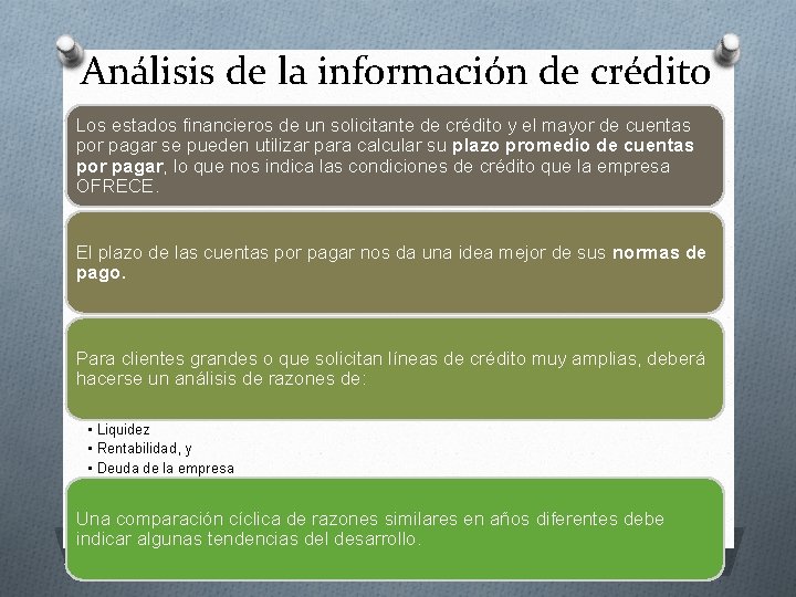 Análisis de la información de crédito Los estados financieros de un solicitante de crédito