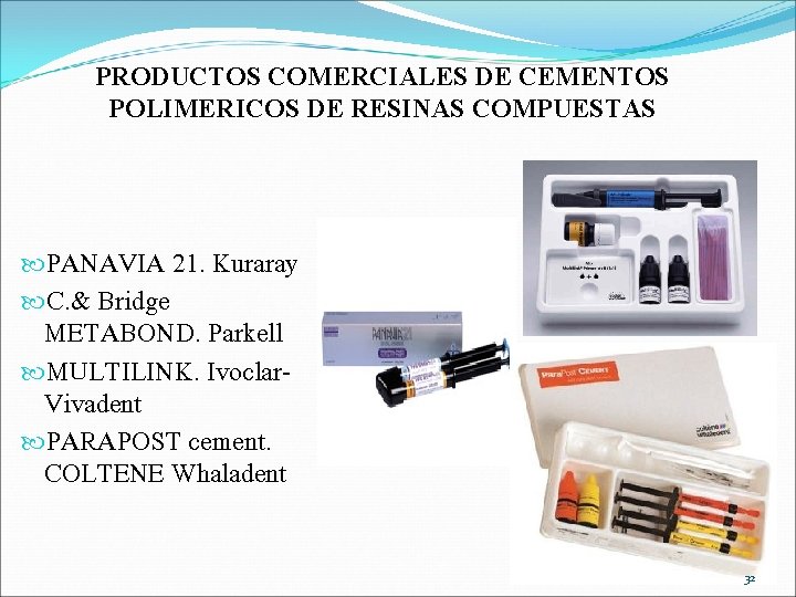 PRODUCTOS COMERCIALES DE CEMENTOS POLIMERICOS DE RESINAS COMPUESTAS PANAVIA 21. Kuraray C. & Bridge
