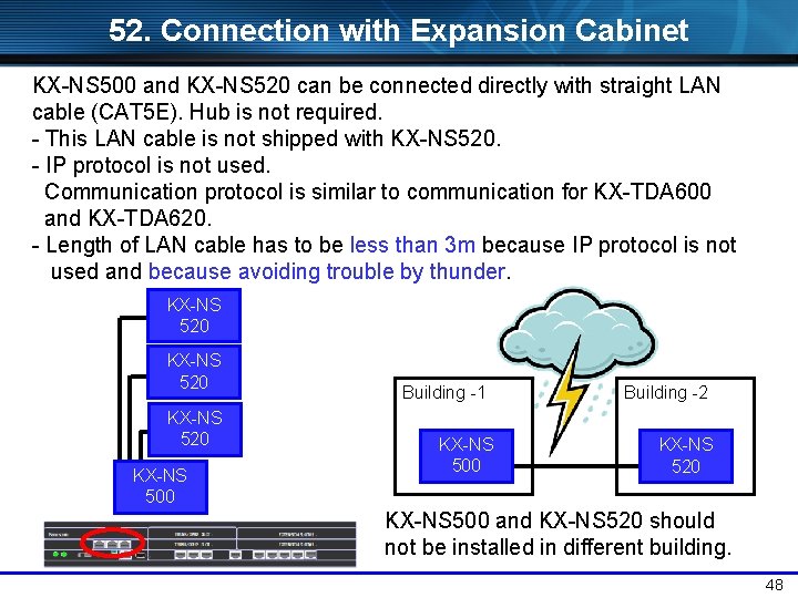 52. Connection with Expansion Cabinet KX-NS 500 and KX-NS 520 can be connected directly