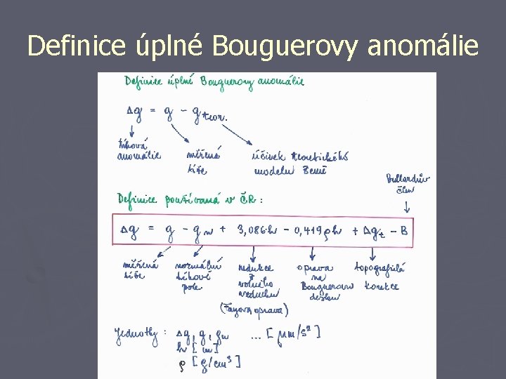 Definice úplné Bouguerovy anomálie 