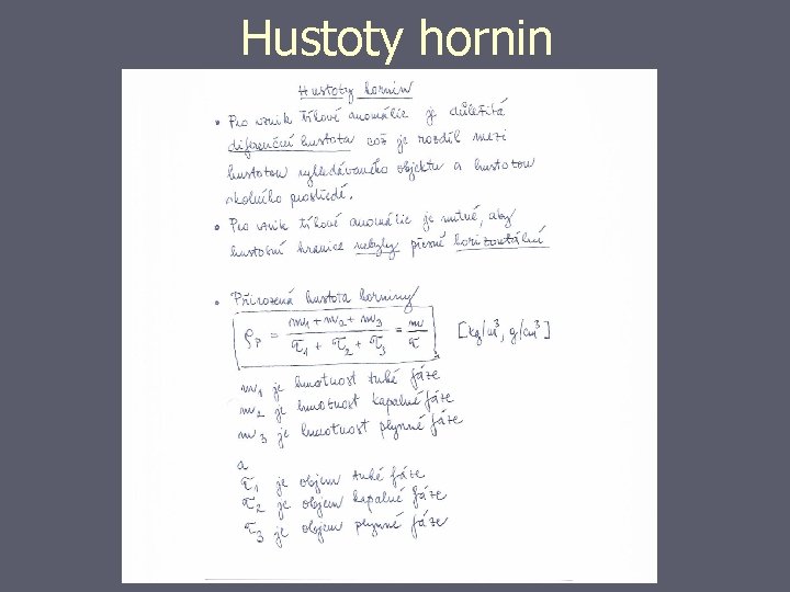 Hustoty hornin 