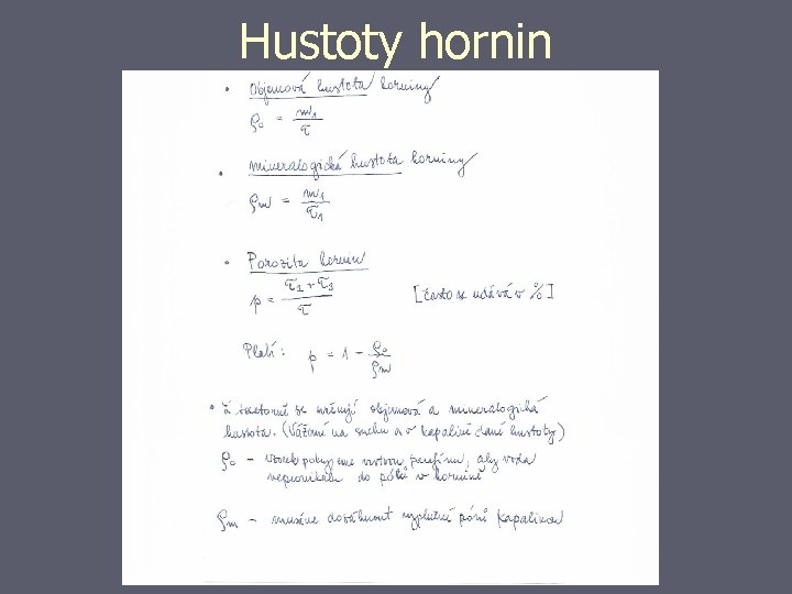 Hustoty hornin 