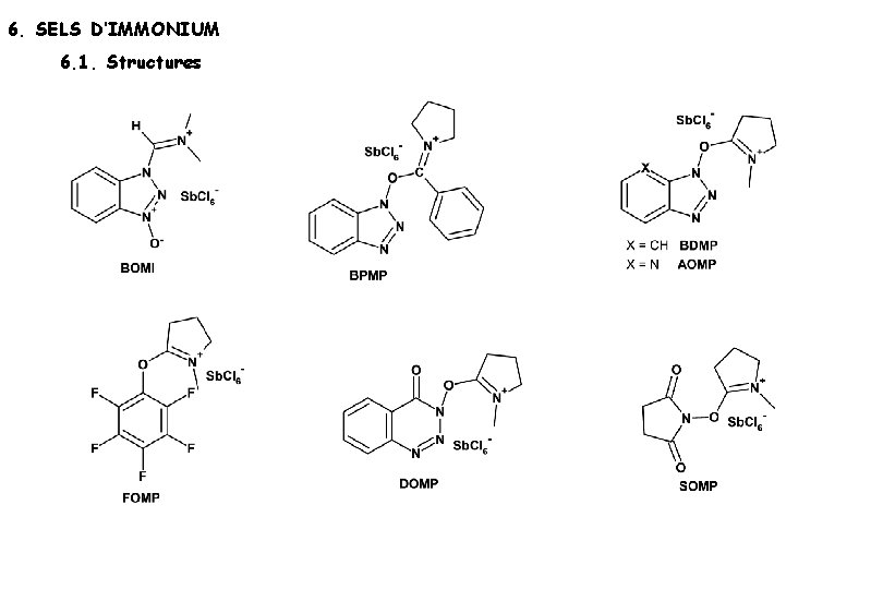 6. SELS D’IMMONIUM 6. 1. Structures 