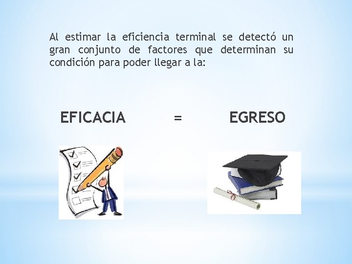 Al estimar la eficiencia terminal se detectó un gran conjunto de factores que determinan