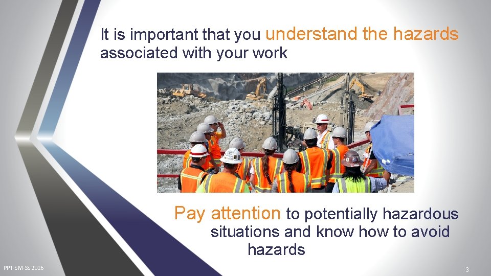It is important that you understand the hazards associated with your work Pay attention It is important that you understand the hazards associated with your work Pay attention