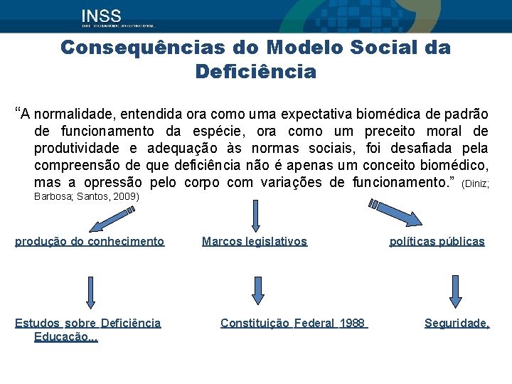 Consequências do Modelo Social da Deficiência “A normalidade, entendida ora como uma expectativa biomédica