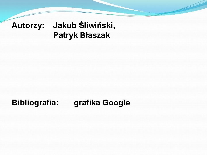 Autorzy: Jakub Śliwiński, Patryk Błaszak Bibliografia: grafika Google 