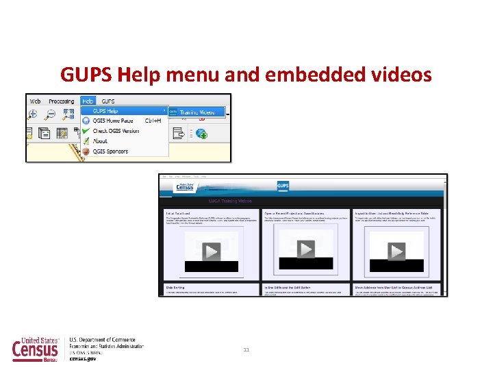 GUPS Help menu and embedded videos 11 
