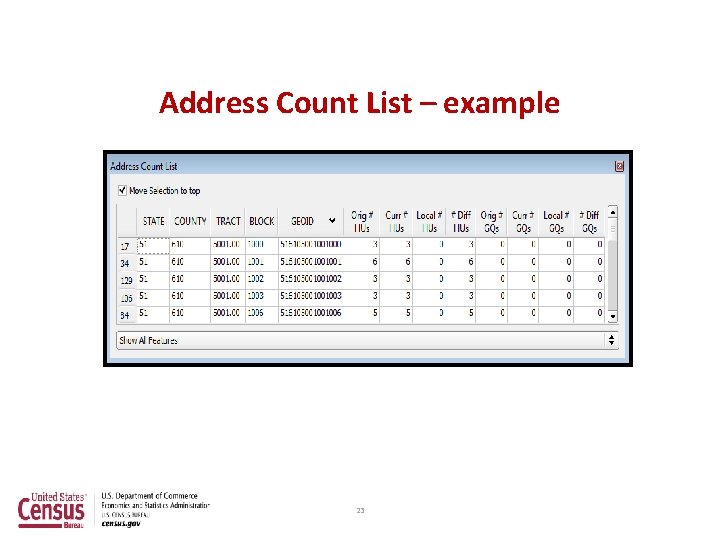 Address Count List – example 23 