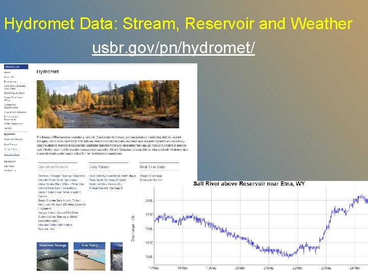 Hydromet Data: Stream, Reservoir and Weather usbr. gov/pn/hydromet/ Hydromet Data: Stream, Reservoir and Weather usbr. gov/pn/hydromet/