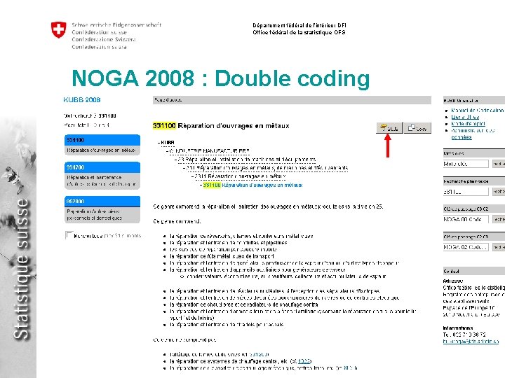 Département fédéral de l’intérieur DFI Office fédéral de la statistique OFS NOGA 2008 :