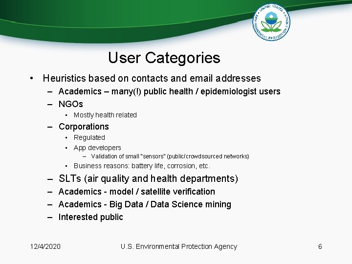 User Categories • Heuristics based on contacts and email addresses – Academics – many(!)