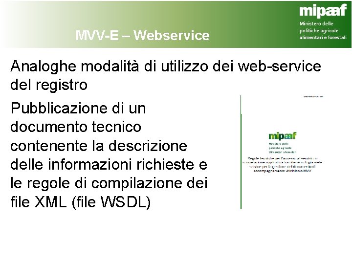 MVV-E – Webservice Analoghe modalità di utilizzo dei web-service del registro Pubblicazione di un