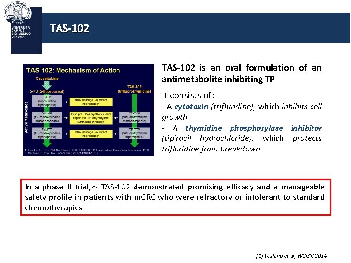 TAS-102 is an oral formulation of an antimetabolite inhibiting TP It consists of: -