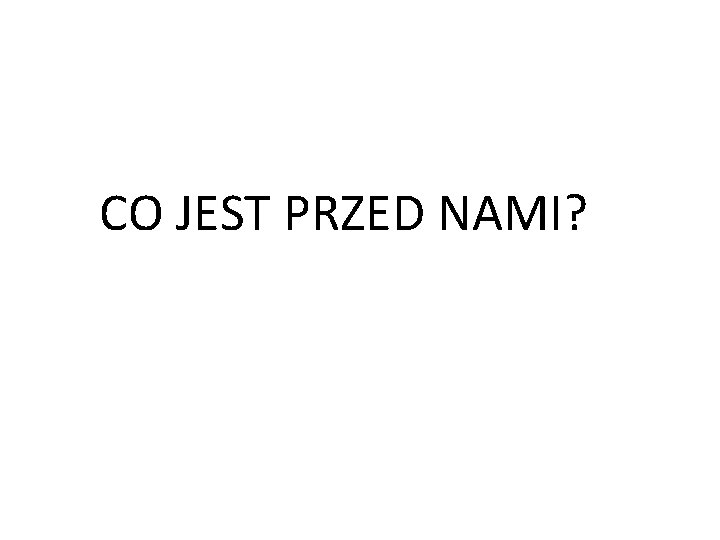 CO JEST PRZED NAMI? CO JEST PRZED NAMI?