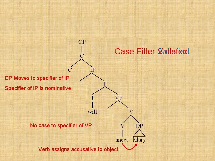 Case Filter Violated Satisfied DP Moves to specifier of IP Specifier of IP is