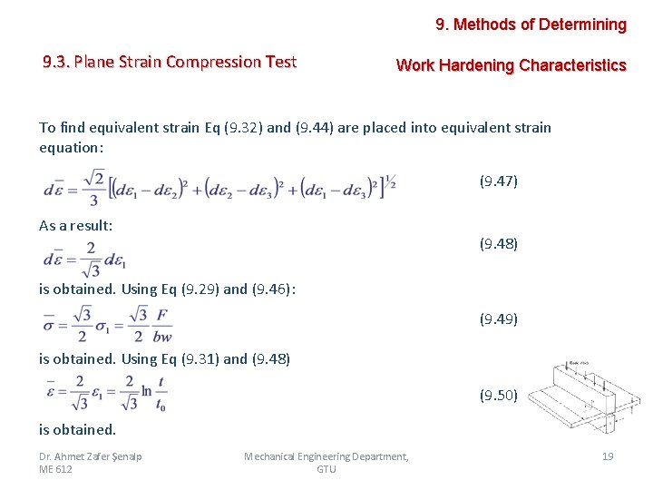 9. Methods of Determining 9. 3. Plane Strain Compression Test Work Hardening Characteristics To