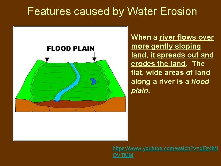 Features caused by Water Erosion Mesa When a river flows over more gently sloping