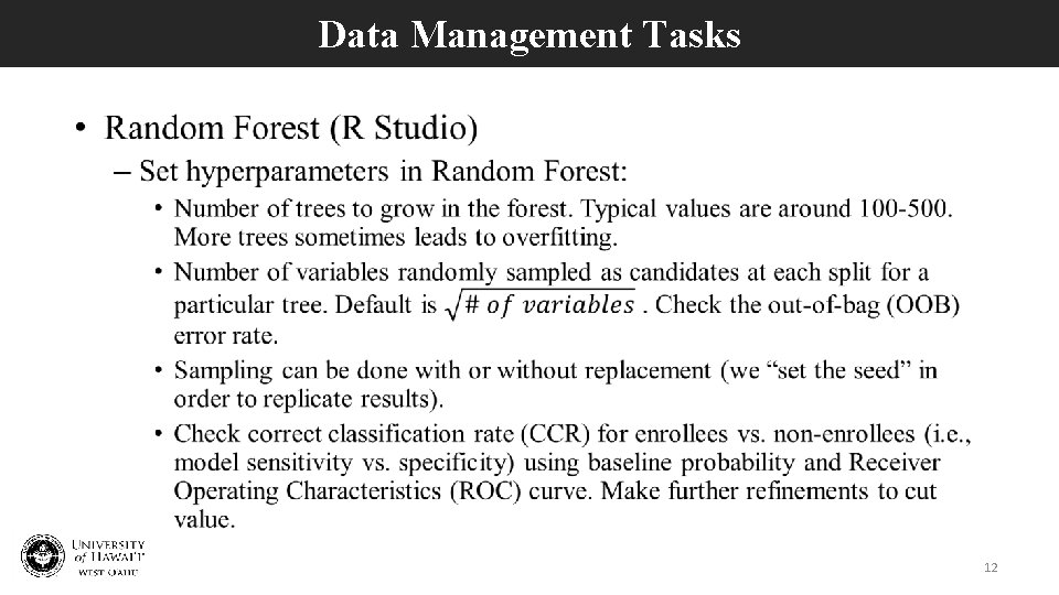 Data Management Tasks • 12 