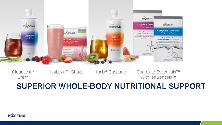 Cleanse for Life™ Isa. Lean™ Shake Ionix® Supreme Complete Essentials™ With Isa. Genesis™ SUPERIOR Cleanse for Life™ Isa. Lean™ Shake Ionix® Supreme Complete Essentials™ With Isa. Genesis™ SUPERIOR