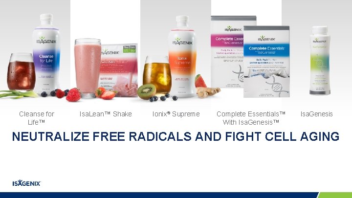 Cleanse for Life™ Isa. Lean™ Shake Ionix® Supreme Complete Essentials™ With Isa. Genesis™ Isa. Cleanse for Life™ Isa. Lean™ Shake Ionix® Supreme Complete Essentials™ With Isa. Genesis™ Isa.