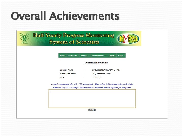 Overall Achievements 