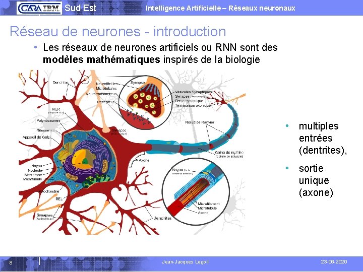  Sud Est Intelligence Artificielle – Réseaux neuronaux Réseau de neurones - introduction •