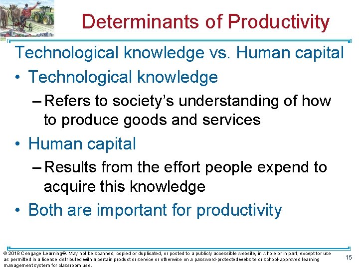 Determinants of Productivity Technological knowledge vs. Human capital • Technological knowledge – Refers to
