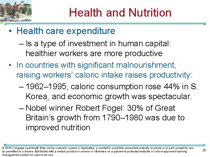 Health and Nutrition • Health care expenditure – Is a type of investment in