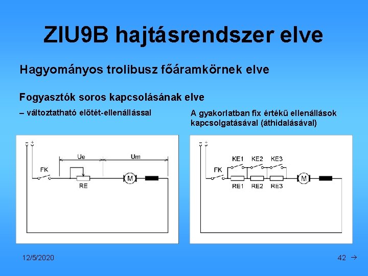 ZIU 9 B hajtásrendszer elve Hagyományos trolibusz főáramkörnek elve Fogyasztók soros kapcsolásának elve –