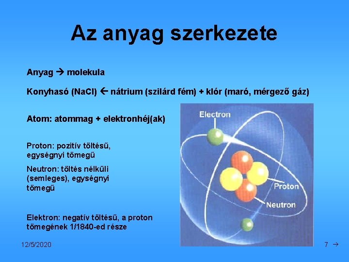 Az anyag szerkezete Anyag molekula Konyhasó (Na. Cl) nátrium (szilárd fém) + klór (maró,