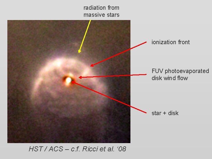 radiation from massive stars ionization front FUV photoevaporated disk wind flow star + disk radiation from massive stars ionization front FUV photoevaporated disk wind flow star + disk
