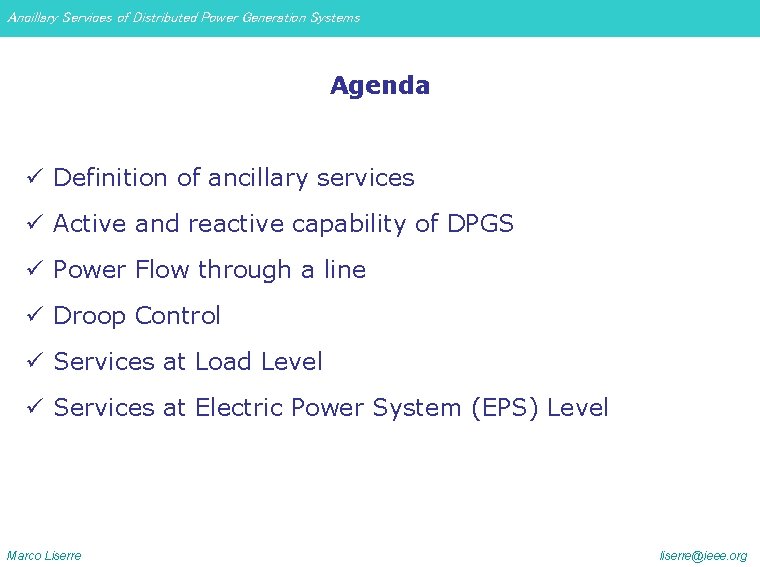Ancillary Services Of Distributed Power Generation Systems Marco