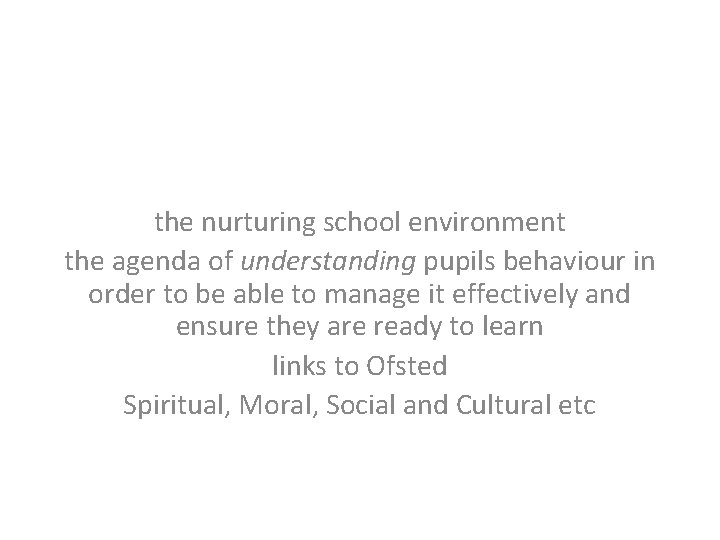the nurturing school environment the agenda of understanding pupils behaviour in order to be the nurturing school environment the agenda of understanding pupils behaviour in order to be