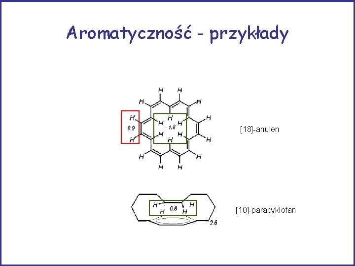 Aromatyczność - przykłady [18]-anulen [10]-paracyklofan 