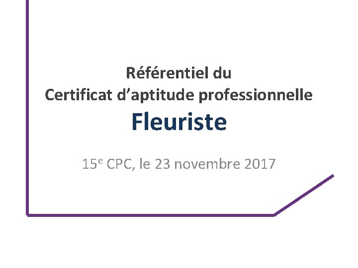 Référentiel du Certificat d’aptitude professionnelle Fleuriste 15 e CPC, le 23 novembre 2017 