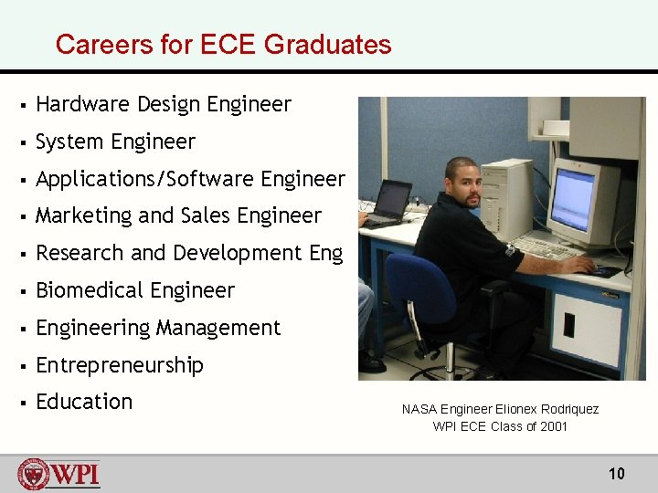 Careers for ECE Graduates § Hardware Design Engineer § System Engineer § Applications/Software Engineer