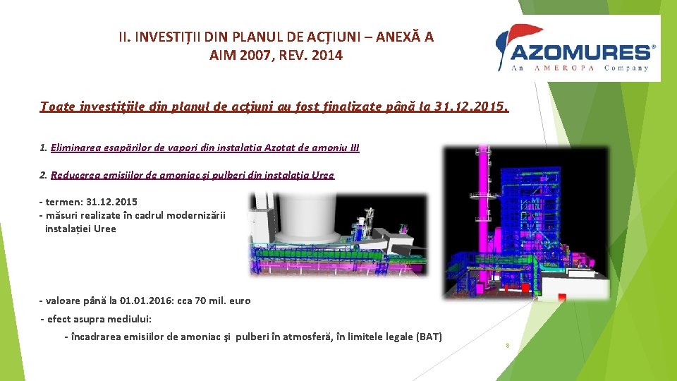 II. INVESTIȚII DIN PLANUL DE ACȚIUNI – ANEXĂ A AIM 2007, REV. 2014 Toate