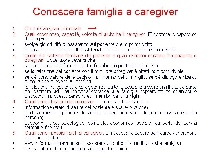 Conoscere famiglia e caregiver 1. 2. • • 3. • • 4. • • Conoscere famiglia e caregiver 1. 2. • • 3. • • 4. • •