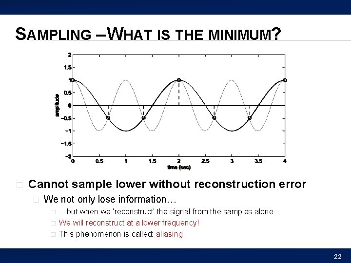 SAMPLING – WHAT IS THE MINIMUM? � Cannot sample lower without reconstruction error �
