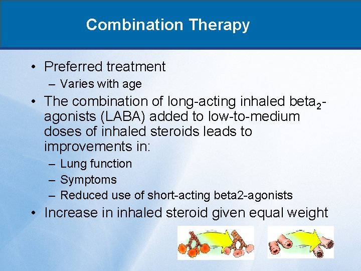 Combination Therapy • Preferred treatment – Varies with age • The combination of long-acting