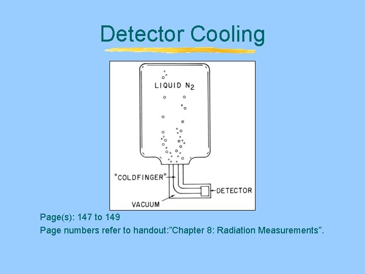 Detector Cooling Page(s): 147 to 149 Page numbers refer to handout: ”Chapter 8: Radiation Detector Cooling Page(s): 147 to 149 Page numbers refer to handout: ”Chapter 8: Radiation