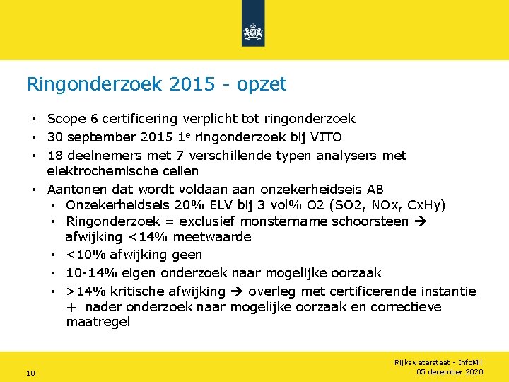 Ringonderzoek 2015 - opzet • Scope 6 certificering verplicht tot ringonderzoek • 30 september