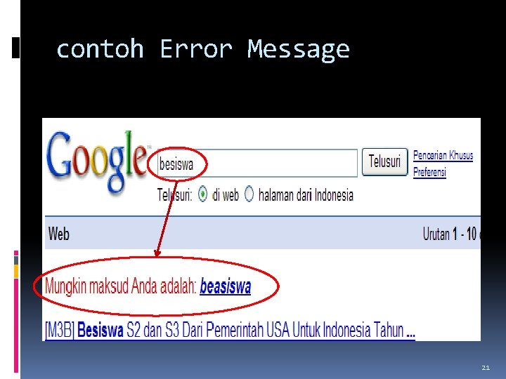 contoh Error Message 21 