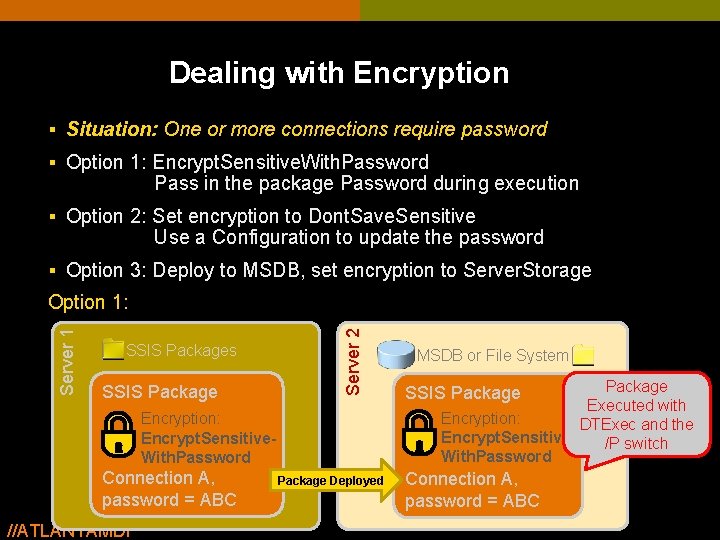 Dealing with Encryption § Situation: One or more connections require password § Option 1: Dealing with Encryption § Situation: One or more connections require password § Option 1: